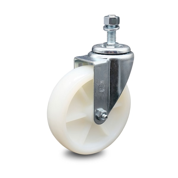 5 Inch Nylon Wheel Swivel 1/2 Inch Threaded Stem Caster